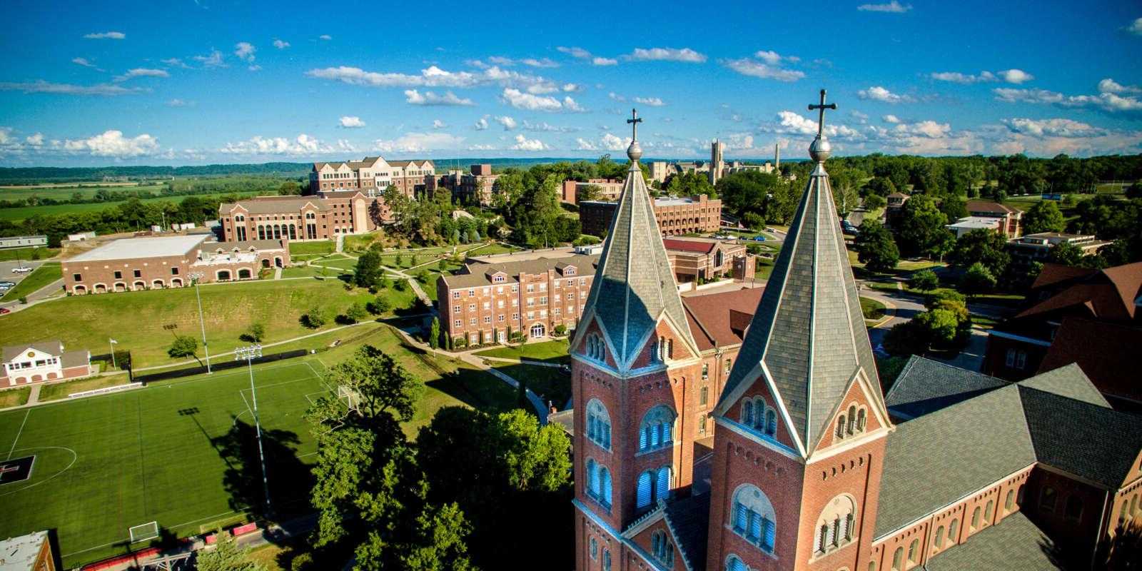 Aerial photo of the Benedictine College campus