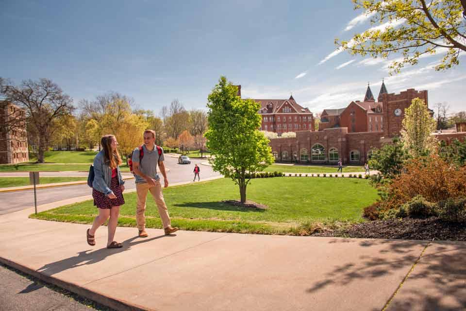 Students walking on campus